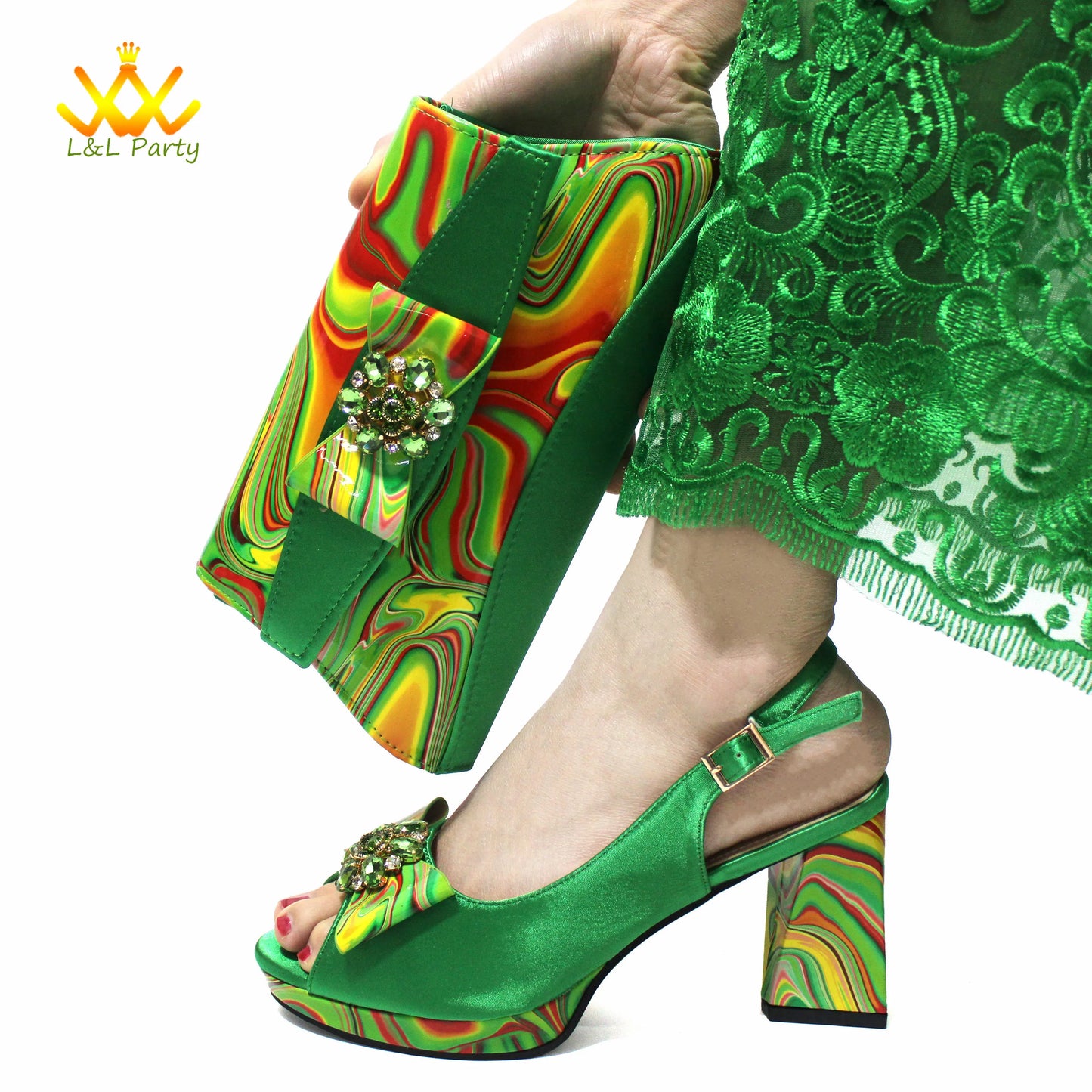 Coffee Color INS Hot Sale New Arrivals 2024 Italian Design Shoes Matching Bag Set Super High Heels Pumps for Garden Party
