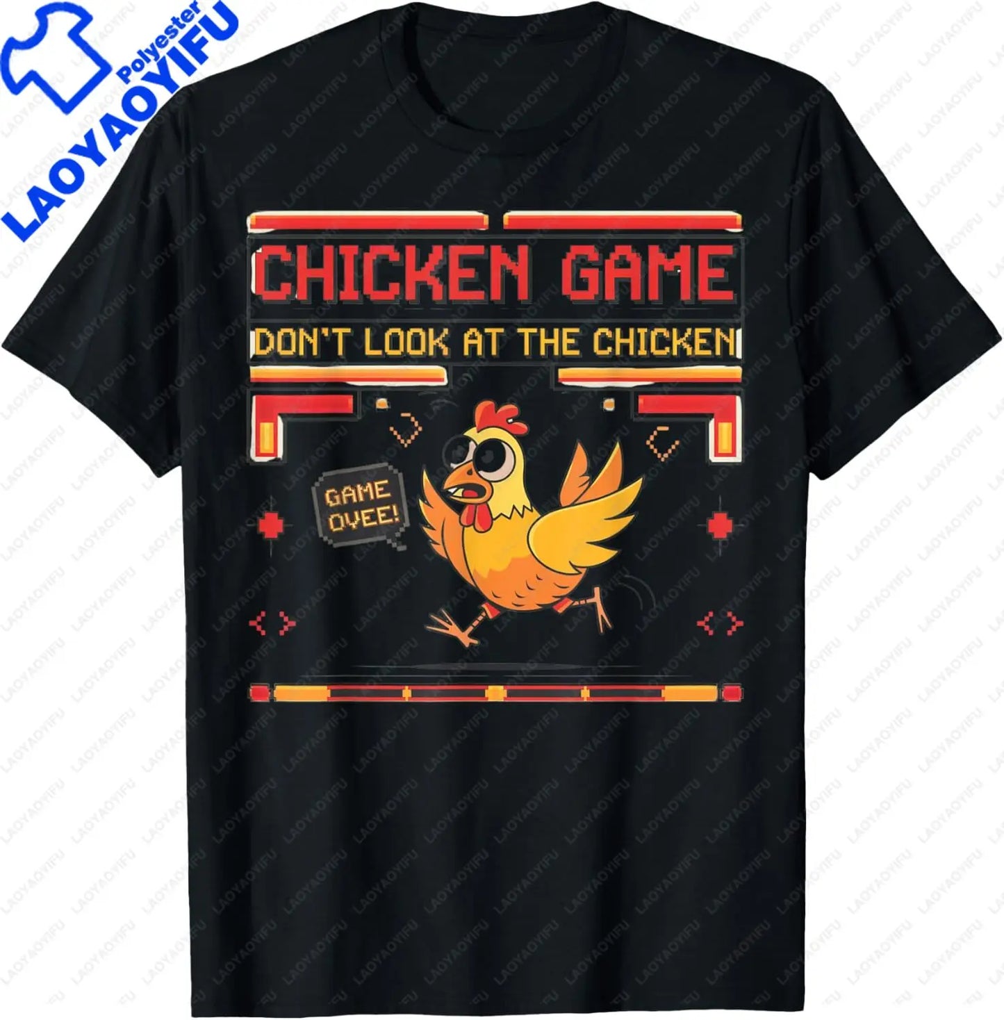 Chicken Game Don't Look At The Chicken Funny Chicken T-Shirt Custom Printed Graphic T Shirt Mens Clothing Ropa Hombre