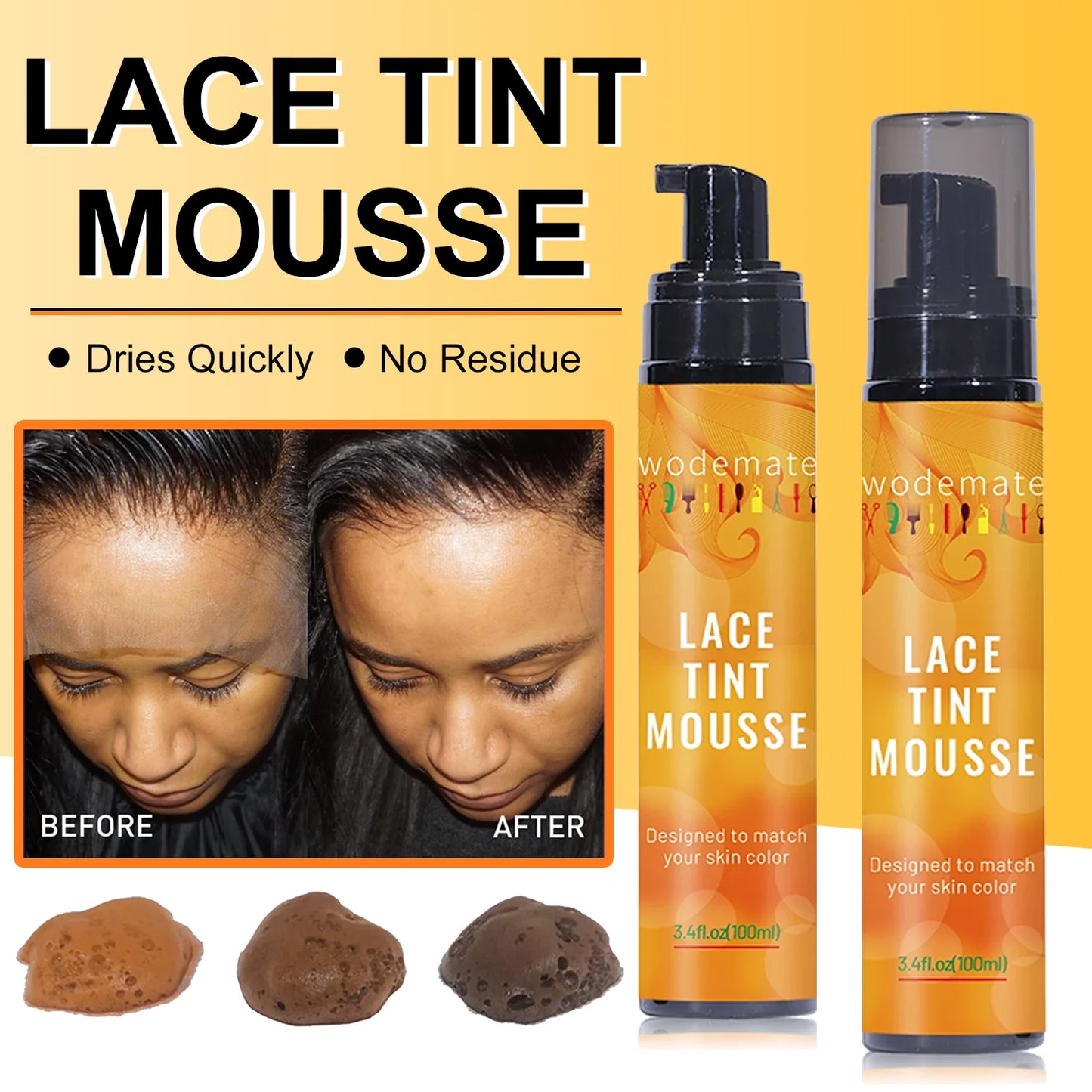 Lace Tint Mousse Waterproof Lace Tint Spray For Lace Wig Light Brown Hair Dye Quick Dry  Wig Grids Concealer No Residue
