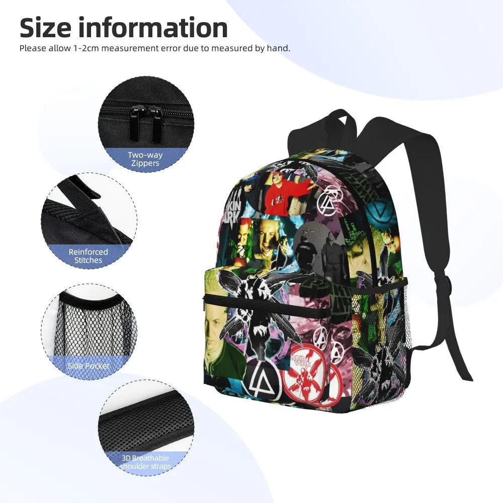 L-Linkin-S P-Park-S Band Student Backpack School Bag Hiking Travel Daypack for Boys Girls Fashion Bookbag Shoulder Bags