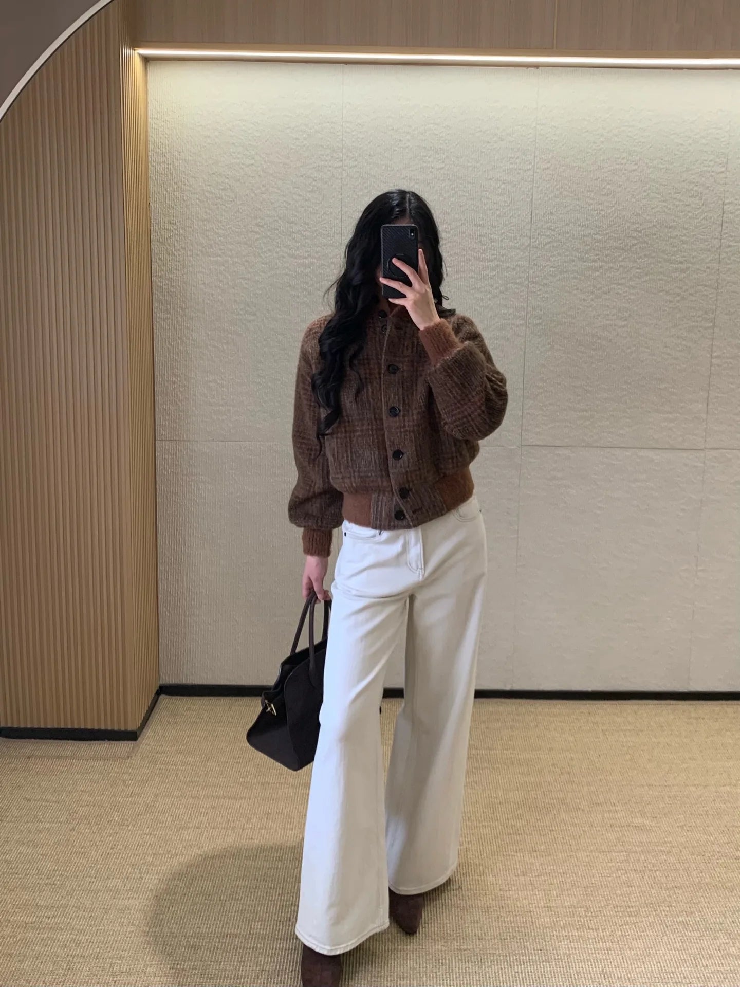 26 Spring New Arrival Women's Vintage Plaid Wool Blend Stand Collar Jacket