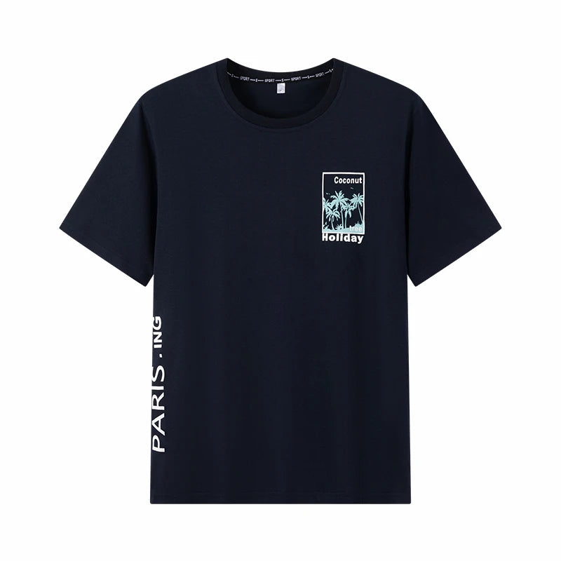 Men T Shirt Printed Popular Tees Big Size 110-175kg 6XL/7XL Plus Size Fashion Cotton Round Neck Short Sleeve Oversized Tops