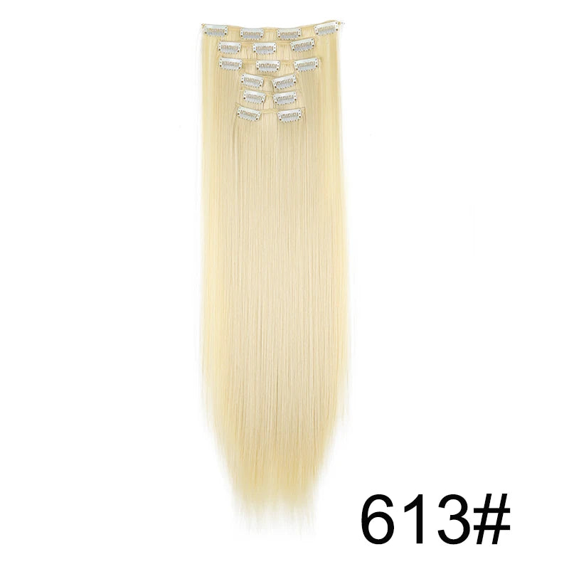 WIGSIN Synthetic 6pcs/set Long Straight Clip-in Hair Extension Invisible Seamless Extension Black Brown Hairpiece for Women