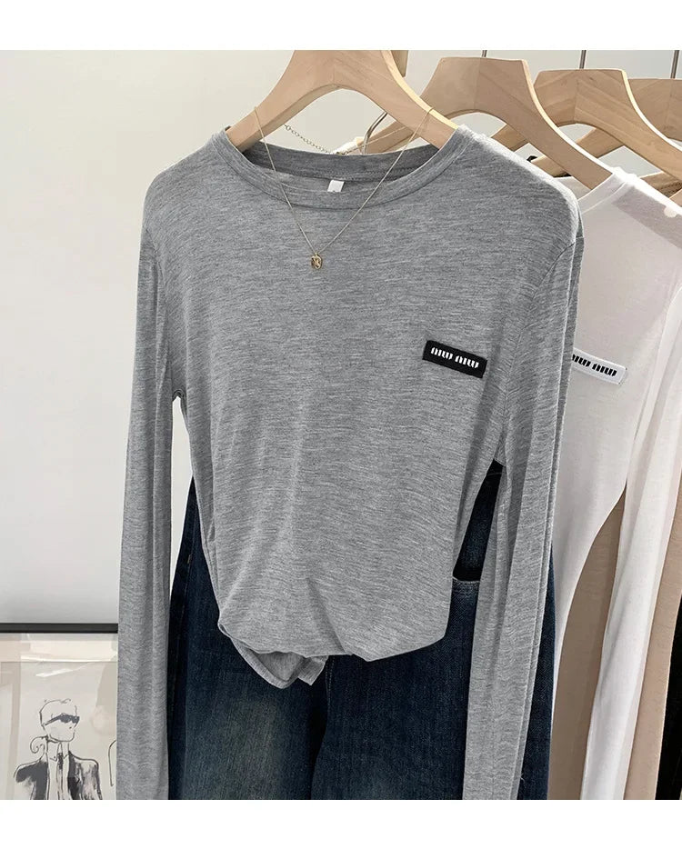 Laceleather Women's Long Sleeve T-Shirt Light Thin Sun Protection Base Layer Shirt Early Autumn New Style Label Attached