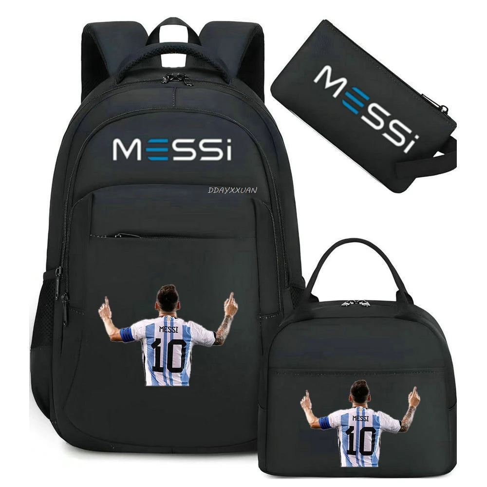 Messi Backpack Teenage Girl Boys Laptop Knapsack Student Backpacks Solid Color Female Male Multi-pocket School Bags Travel Bag