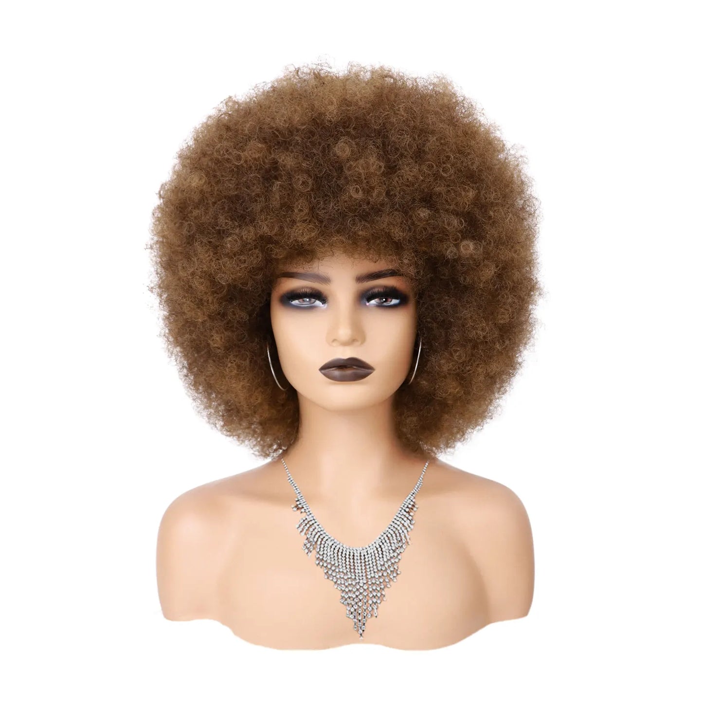 Synthetic 70s Afro Curly Wigs for Black Women Glueless Wear Soft Black Large Bouncy Natural Looking Full for Daily Party Use