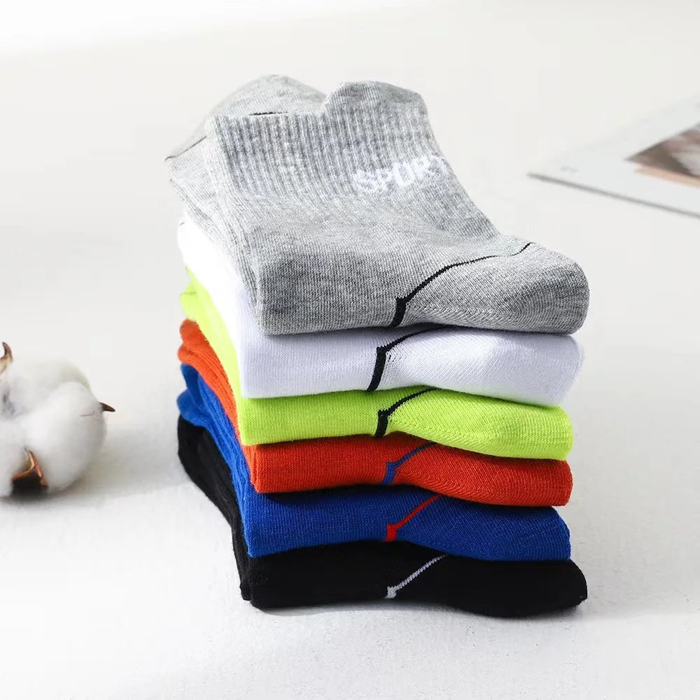 6/12 Pairs Men Mid Length Sports Socks Fashionable Geometric Patterns Breathable Odor Resistant Running Cycling Basketball Socks