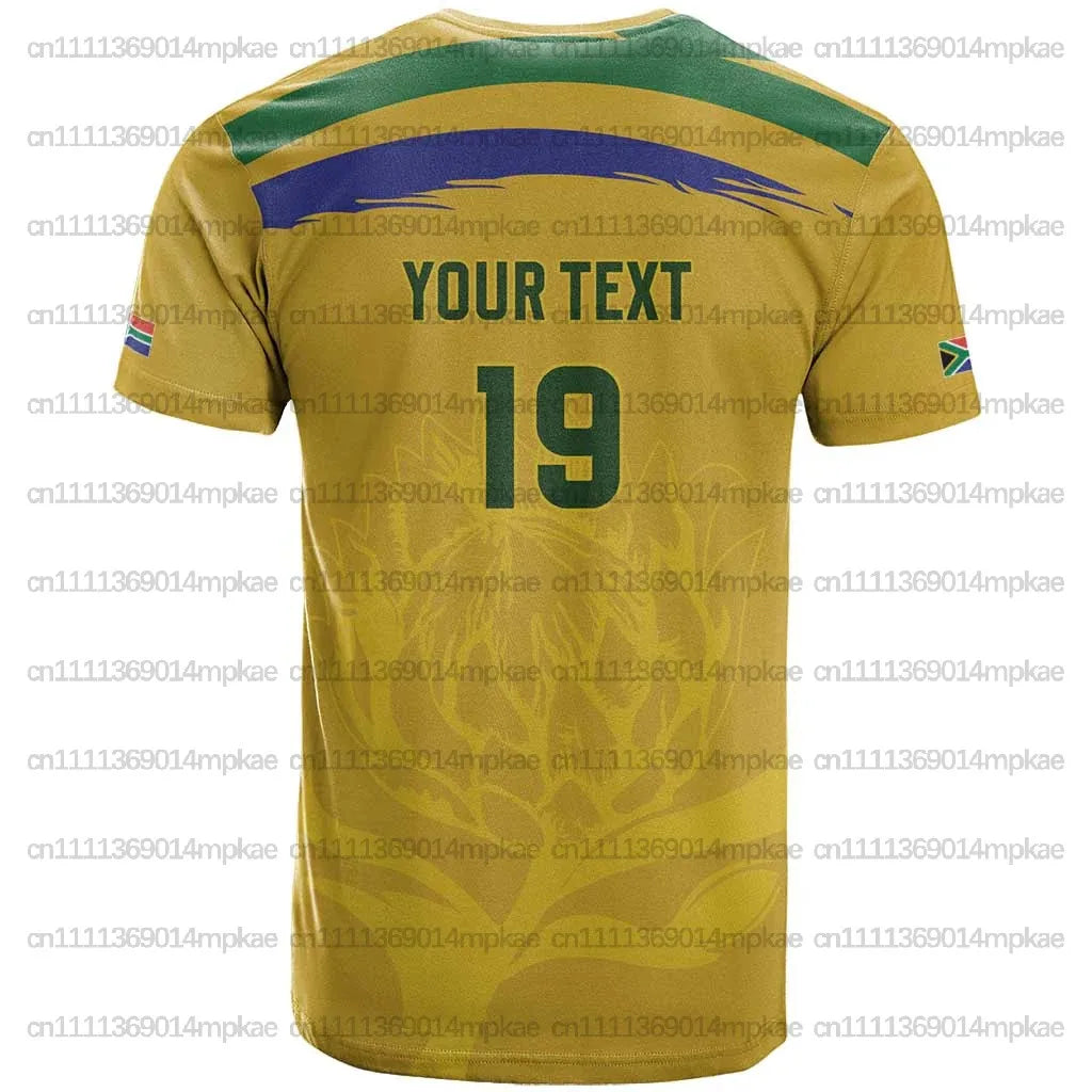 New African Style Customized Men's Crew Neck Top, Casual Football South Africa Print, Loose Fit Sports Style T-Shirt