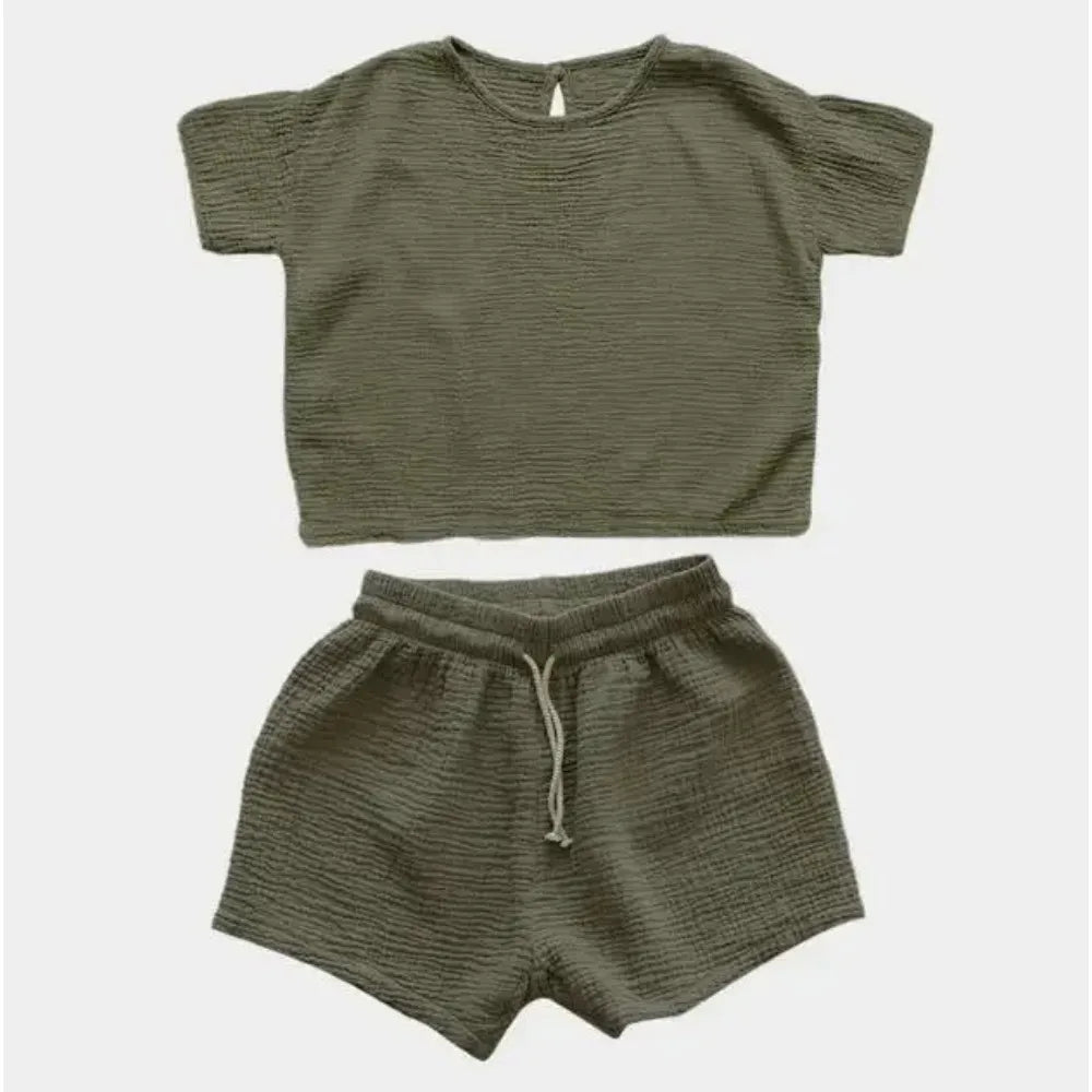 Fashion Children Girls Set Muslin Shirt and Shorts Set for Kids Girls Casual Loose Shorts Sets Summer Clothes