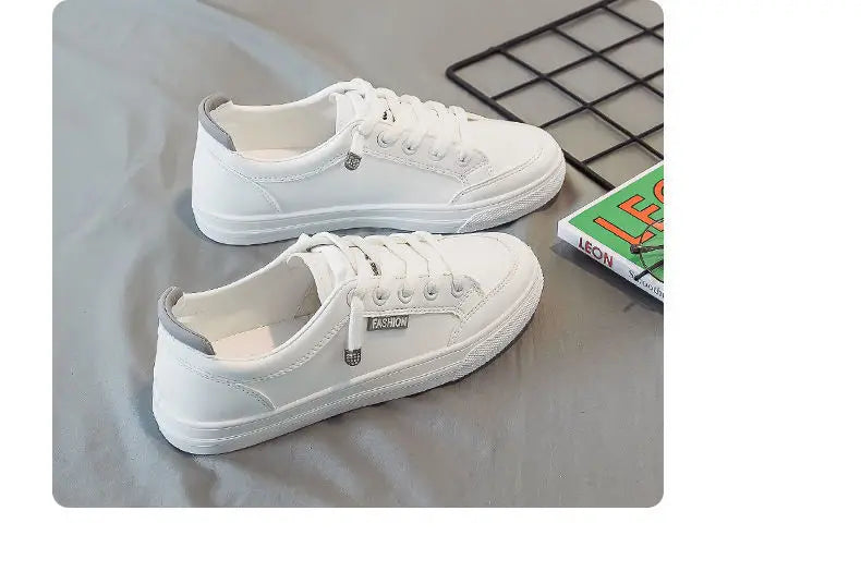 Outdoor Walking Trainers Women Running Shoes Summer Fashion White PU Leather Lace-Up Breathable Jogging Casual Sneakers De Mujer