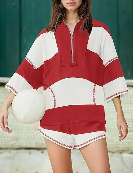 Casual 2 Piece Set Outfit For Women Summer Fashion Comfort Sports Cropped T Shirts Tops And Shorts Commuting Sports Shorts Sets