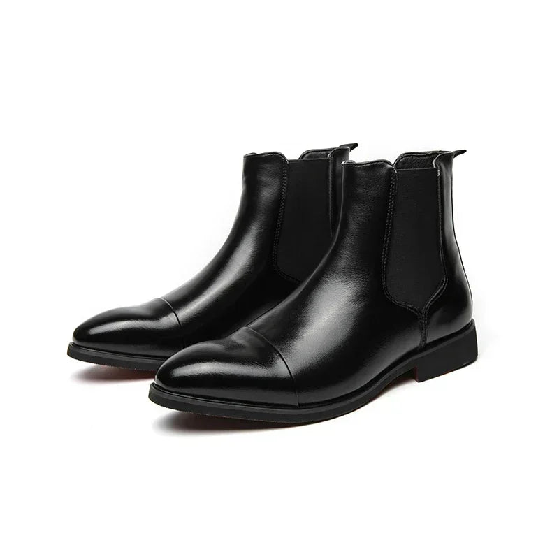 Chelsea Boots for Men Red Sole Pu Ankle Business Round Toe Slip-On Mens Boots Size 38-46 Men Shoes