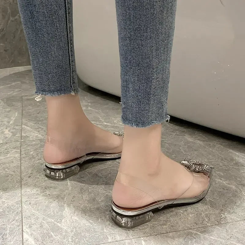 BCEBYL Spring and Autumn Fashion New Sexy Banquet Transparent Comfortable Crystal Women's High Heels Zapatos Mujer