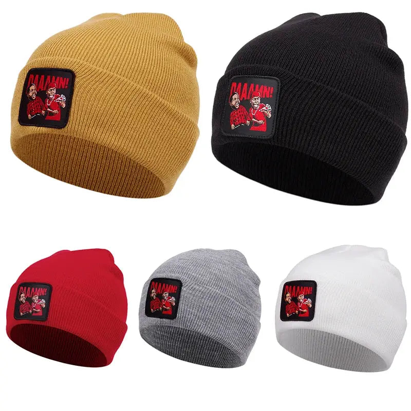 DAAAMN cartoon embroidered knitted hat for autumn and winter outdoor sports events Warm woolen hat hip-hop BAZAARHUBO