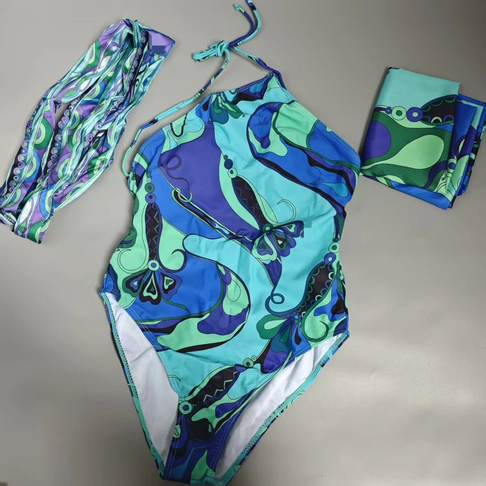 Hot Sales Latest Fashion Luxury 3 Pieces Swimsuit With Headband Beach Scarfs 2026 Summer Sexy Women Bikini Designer Swimwear