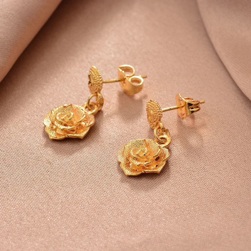 Ethiopian Gold Color Earrings For Woman African Fashion Wedding Bridal Party Wife Earrings Jewelry New