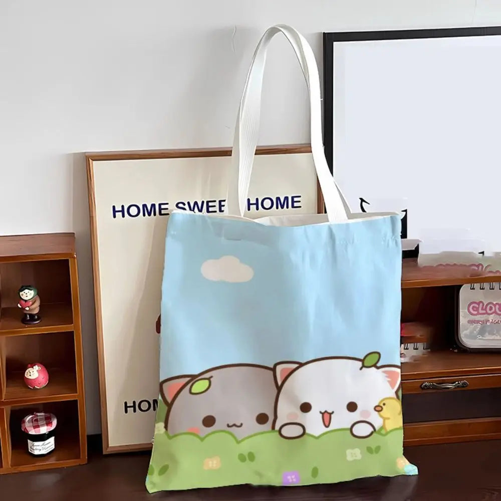 New Large Capacity Cute Tote Bag Bubu Dudu Panda Bear Niche Couple Handbag Class File Bag Portable Cartoon Canvas Bags