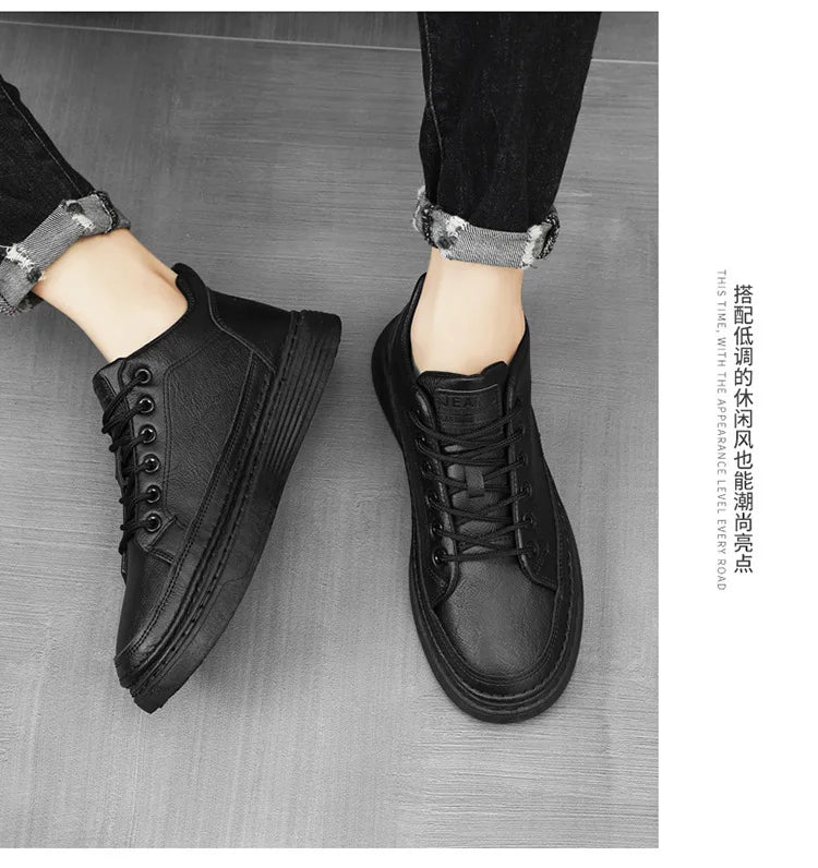 Man's Sneakers New Breathable Business Men Casual Shoes Autumn Non-slip Designer Black Leather Shoes for Men Zapatos Para Hombre