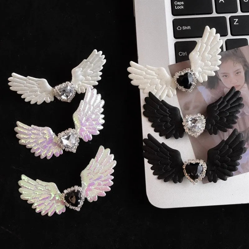 Love Heart Angel Wings Shoe Buckle Ornaments Men Women Personality Dark Gothic DIY Shoelace Buckle Decorative Shoelace Accessori
