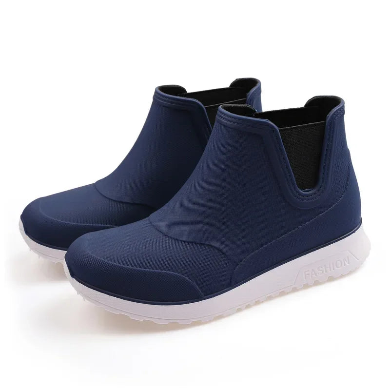 New Fashion Men's Rain Boots Rubber Boots Platform Ankle Boots 2025 Summer Slip on Couples Booties Men Work Shoes Botines Mujer