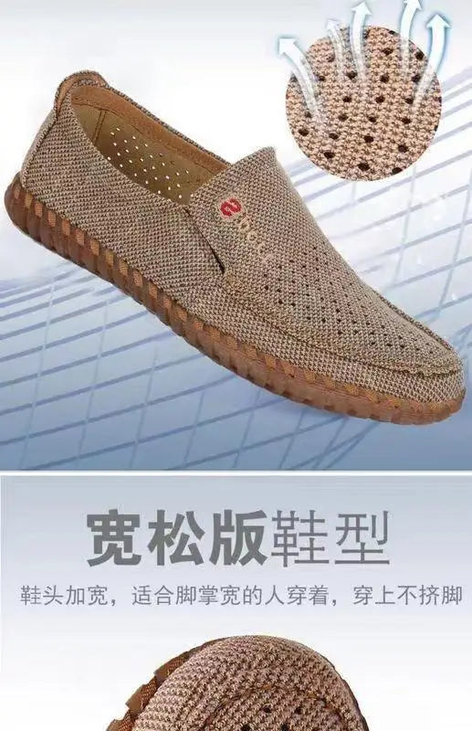 Men's Mesh Shoes Summer Hollow Out Breathable Casual Shoes Large Size Oxfords Bottom Work Shoes Soft Comfort  Flats Male Sneaker