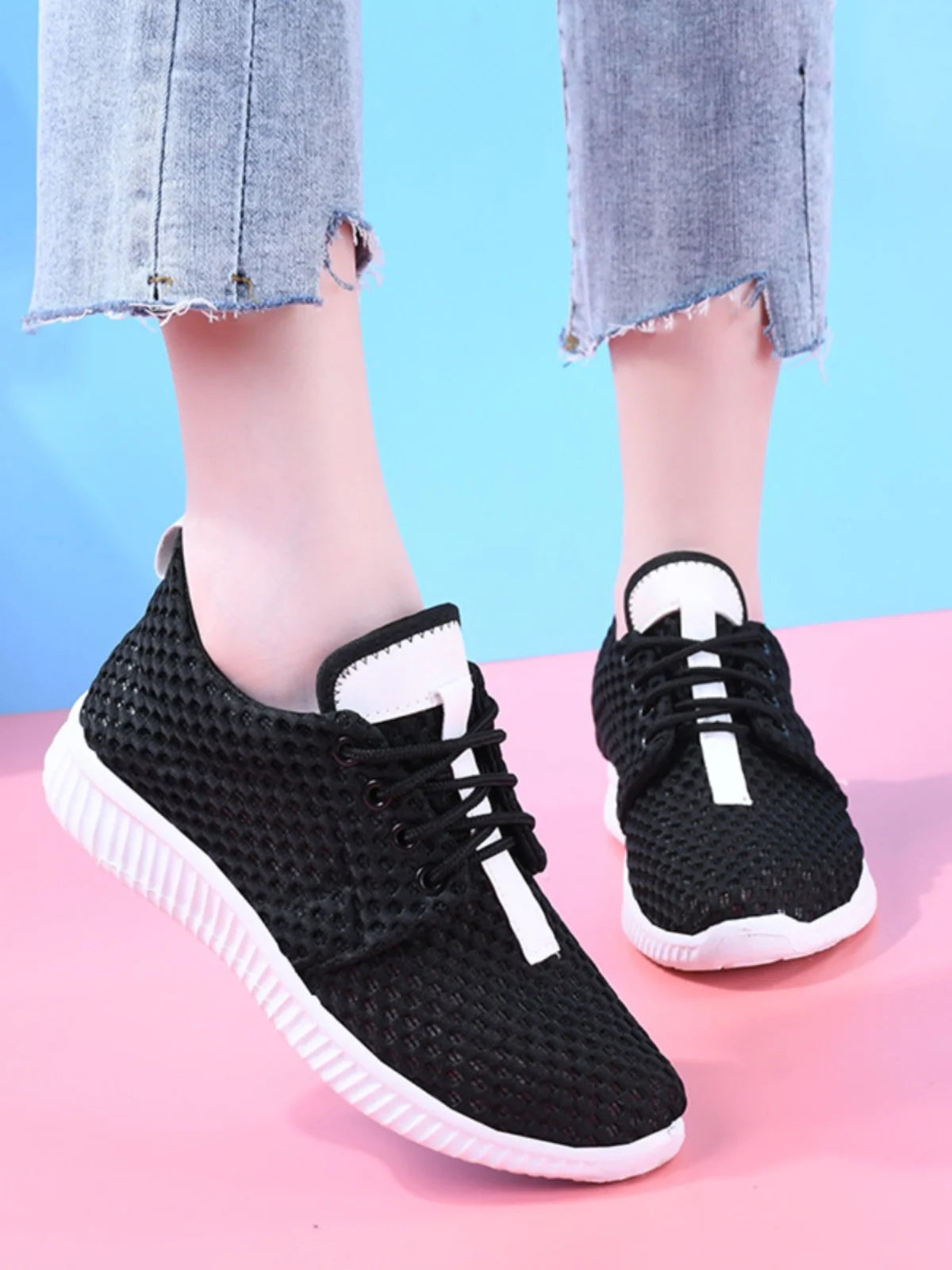 women's summer mesh shoes women's breathable mesh surface casual sports comfort mother's shoes anti slip soft sole  white shoe