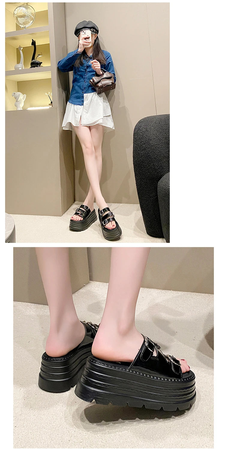 New Fashion Slippers Women Thickness Wedges High Heels Leisure Summer Sandals Female Platform Fish Mouth Shoes Ladies Slippers