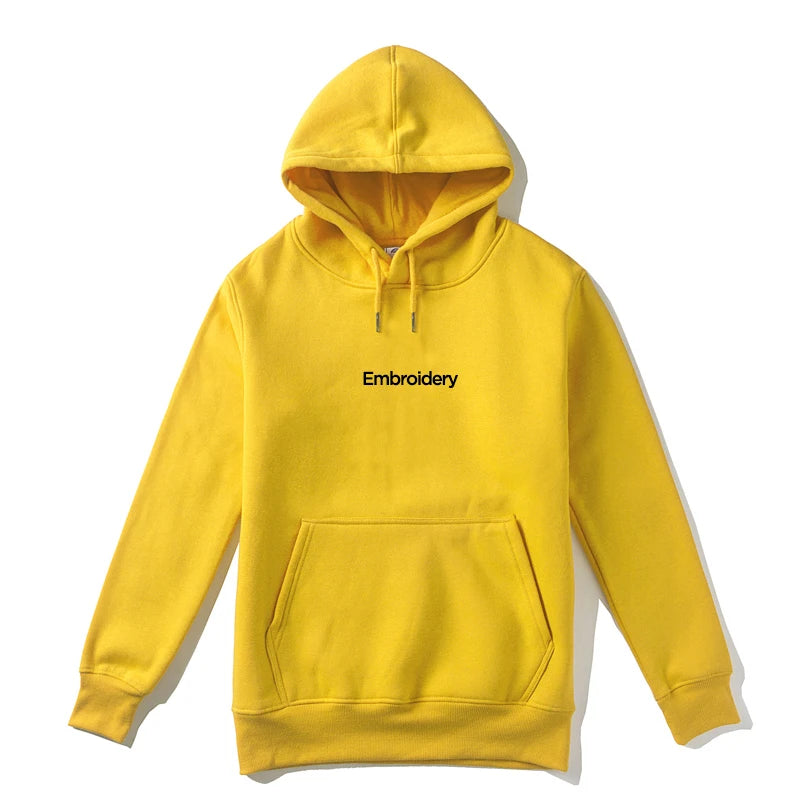 Top Quality Custom Embroidery Cotton Hoodie Your Design Brand Company Logo Text Men Womens Thick Fleece Warm Sweatshirt 350gsm