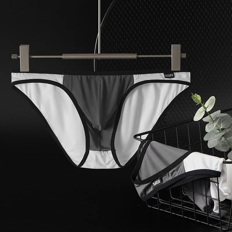 6Pack Mens Bikini Thin Ice Silk Breathable Men Briefs U Convex Low Waist Sexy Men Underwear