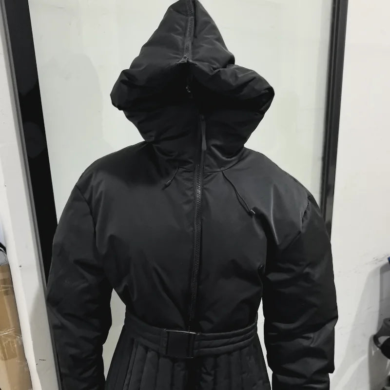 Women  Fur Collar Hooded Skiwear Fashion Solid Thicken Zipper High Waist Slim Outdoor Overalls Jumpsuit  Lady Winter Outwear