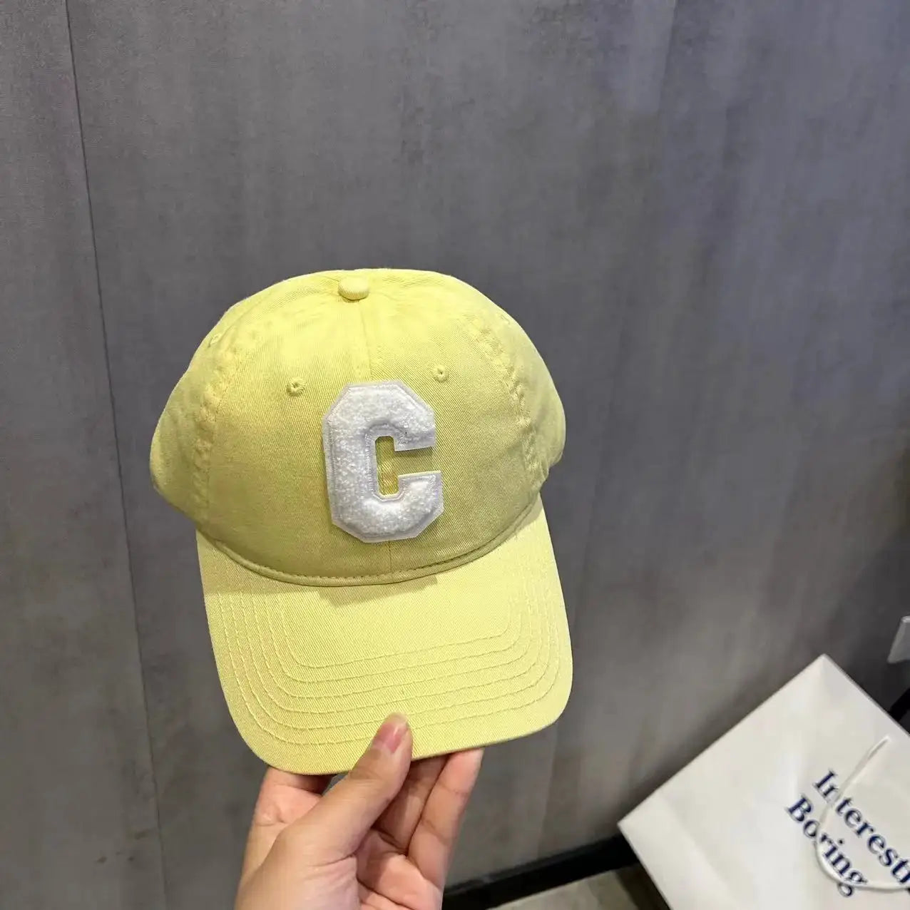Fluorescent Yellow Duck Tongue Hat C-Letter Fashion Hip Hop Hat Casual Hat Korean Street Minimalist Sunshade Baseball Hat BAZAARHUBO