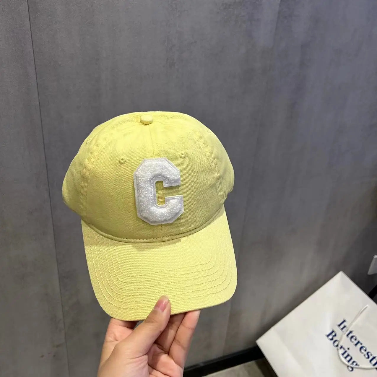 Fluorescent Yellow Duck Tongue Hat C-Letter Fashion Hip Hop Hat Casual Hat Korean Street Minimalist Sunshade Baseball Hat BAZAARHUBO