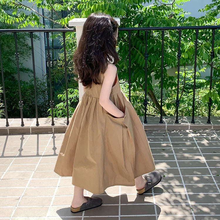 Girls Casual Dresses Girls' Dresses with Large Hemlines Sleeveless Casual Kids Dresses for Girls 2 To 8 Years Princess Dress