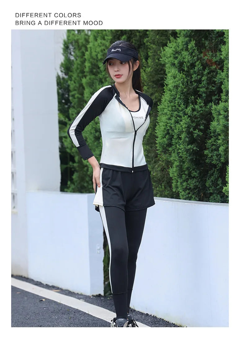 Swimsuit Women Summer Split Conservative Snorkeling Sunscreen Long Sleeve Pants Five Piece Set Jellyfish Sports Surfing Swimsuit