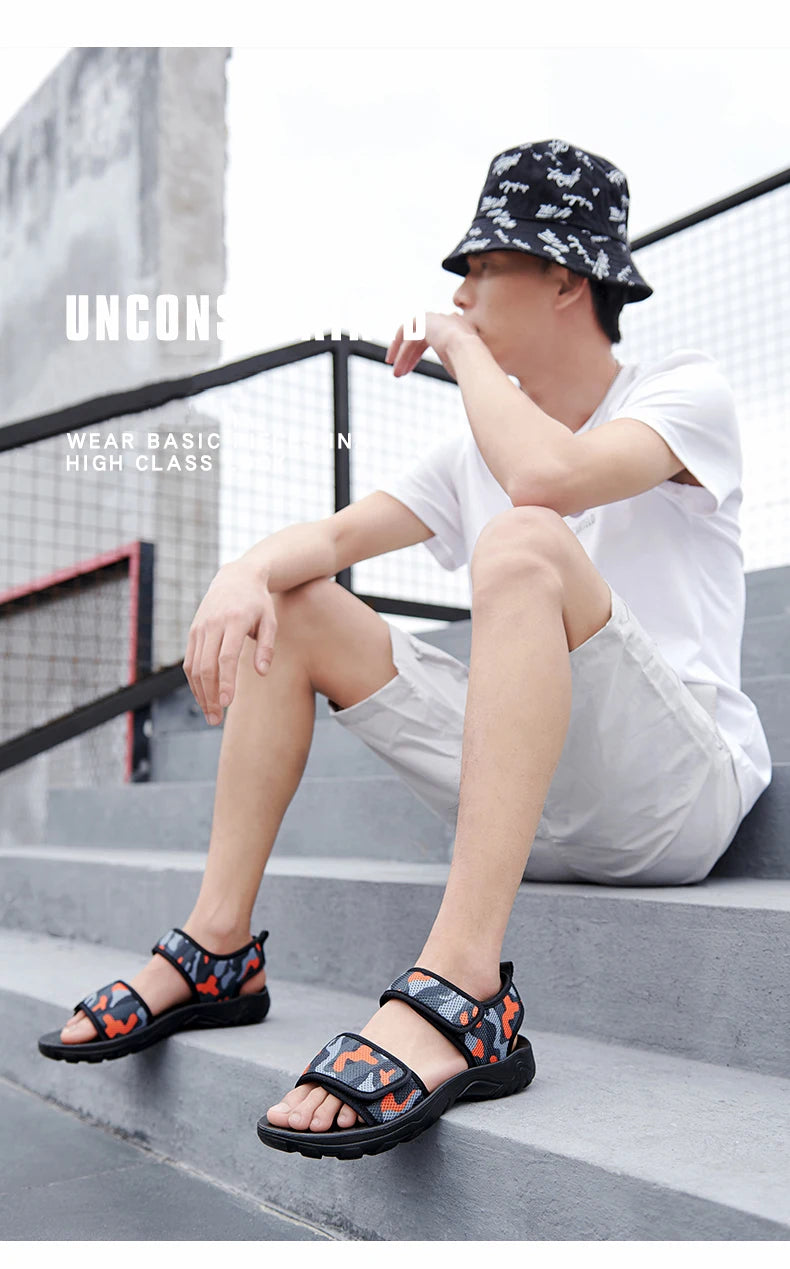 Men Sandals Summer Leisure Beach Holiday Outdoor Male Retro Comfortable Casual Sandals Breathable Mesh Men Flip Flops