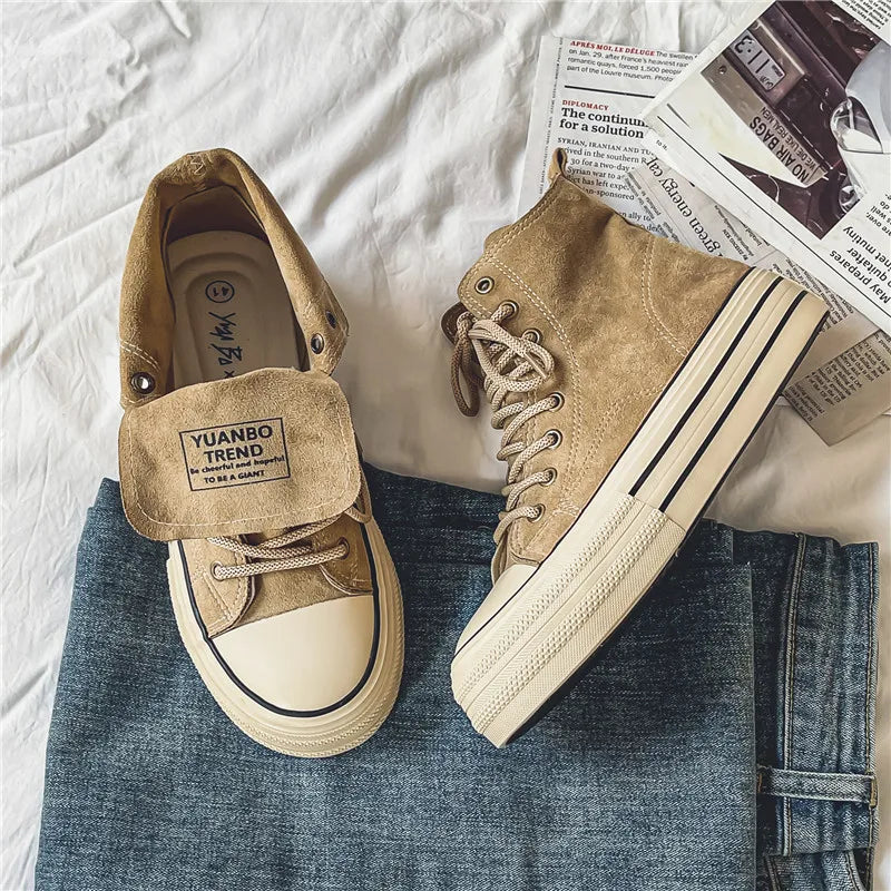 Couple Sneakers Classics Denim Canvas Shoes Fashion High Top Casual Shoes Platform Vulcanized Shoes for Men Lace Up Ankle Boots