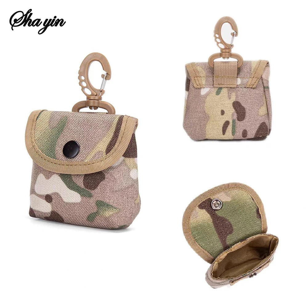 Waterproof Camp Mini Oxford Fabric Keychain Bag, Outdoor Hunting Camouflage Waist Bag for Earphone Keys Coin，EDC Carry Organizer