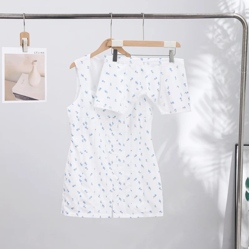 Casual Printed Mini Dress Women Full Sleeve Button V-neck Lady Short Dresses Waist Tape 2026 Spring Summer Female Robe Beach