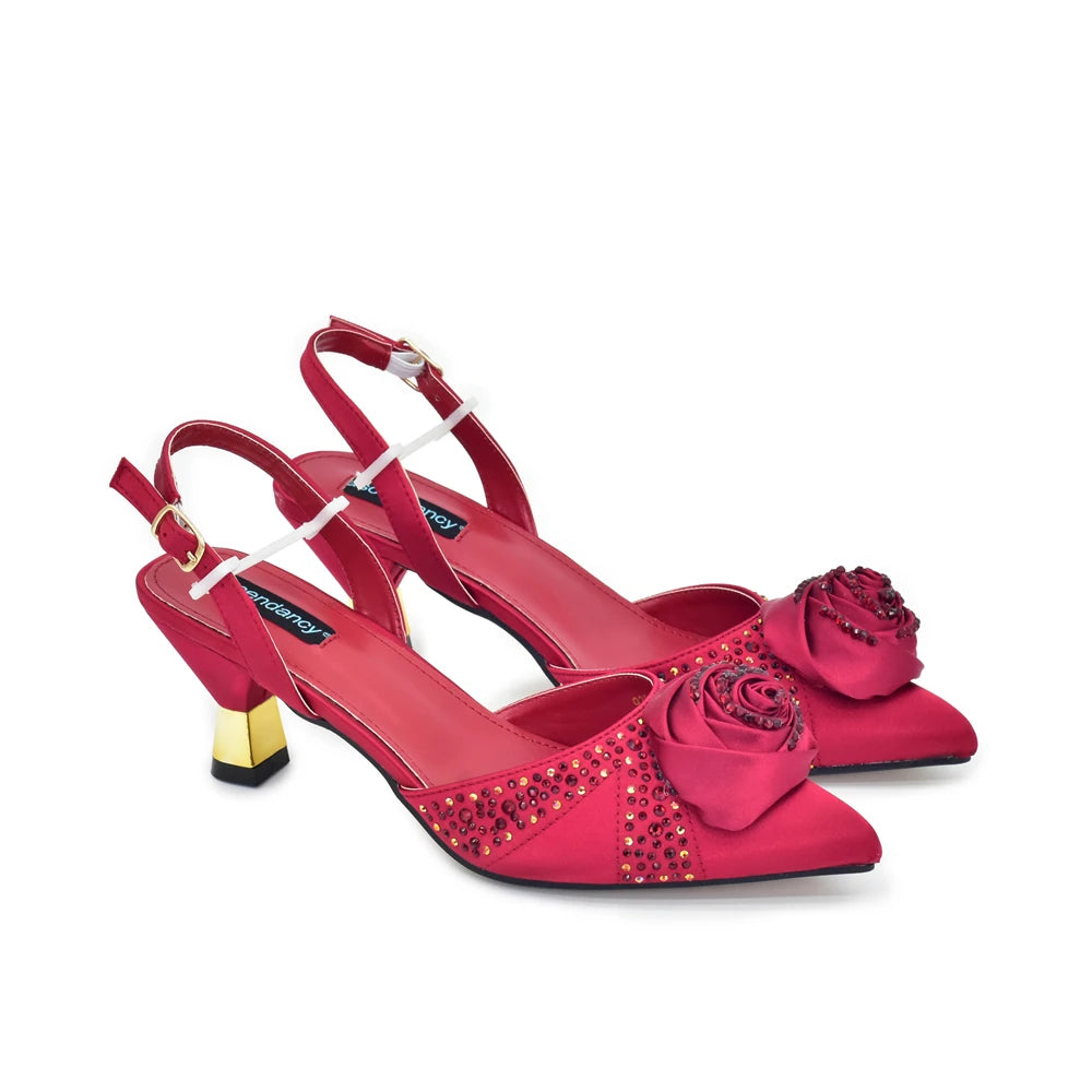 2026 Latest Italian Design African Women's High Heels Pointed Toe Sandals Party Wedding Party Shoes and Bags Set for Wedding