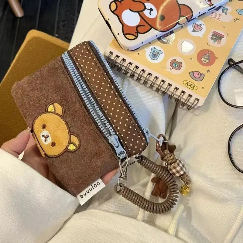 New Original Embroidered Bear Passport Bag Versatile Large-capacity Document Storage Bag Portable Travel Coin Purse Cute Gift