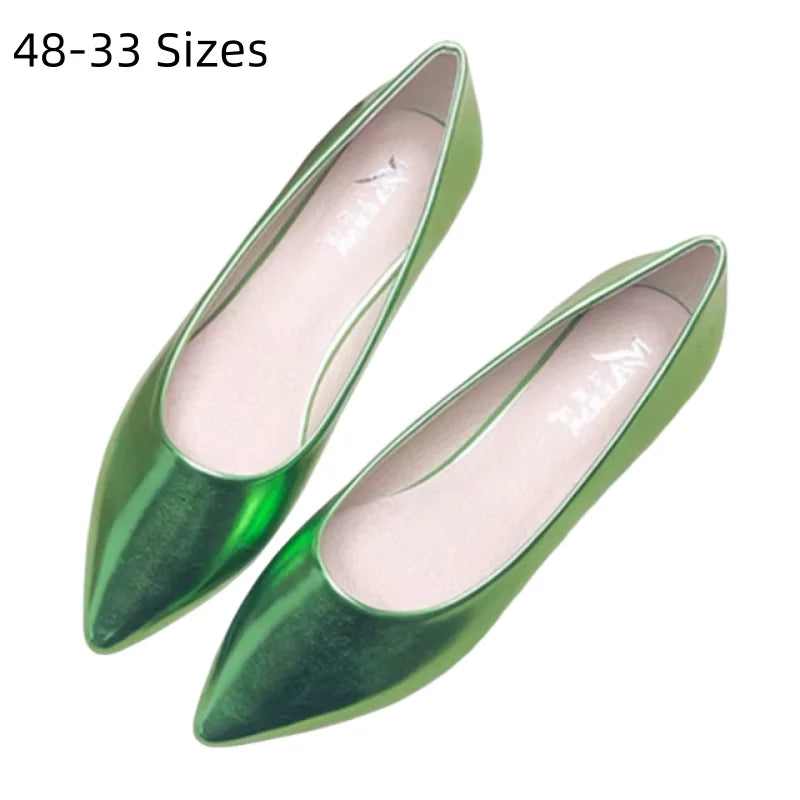 Ladies 2-48 Shiny Leather Slip-Ons Green Candy Colors Shallow Toe Shoes For Women Promotion 2020 Plain Flats Spring Outdoor Cute