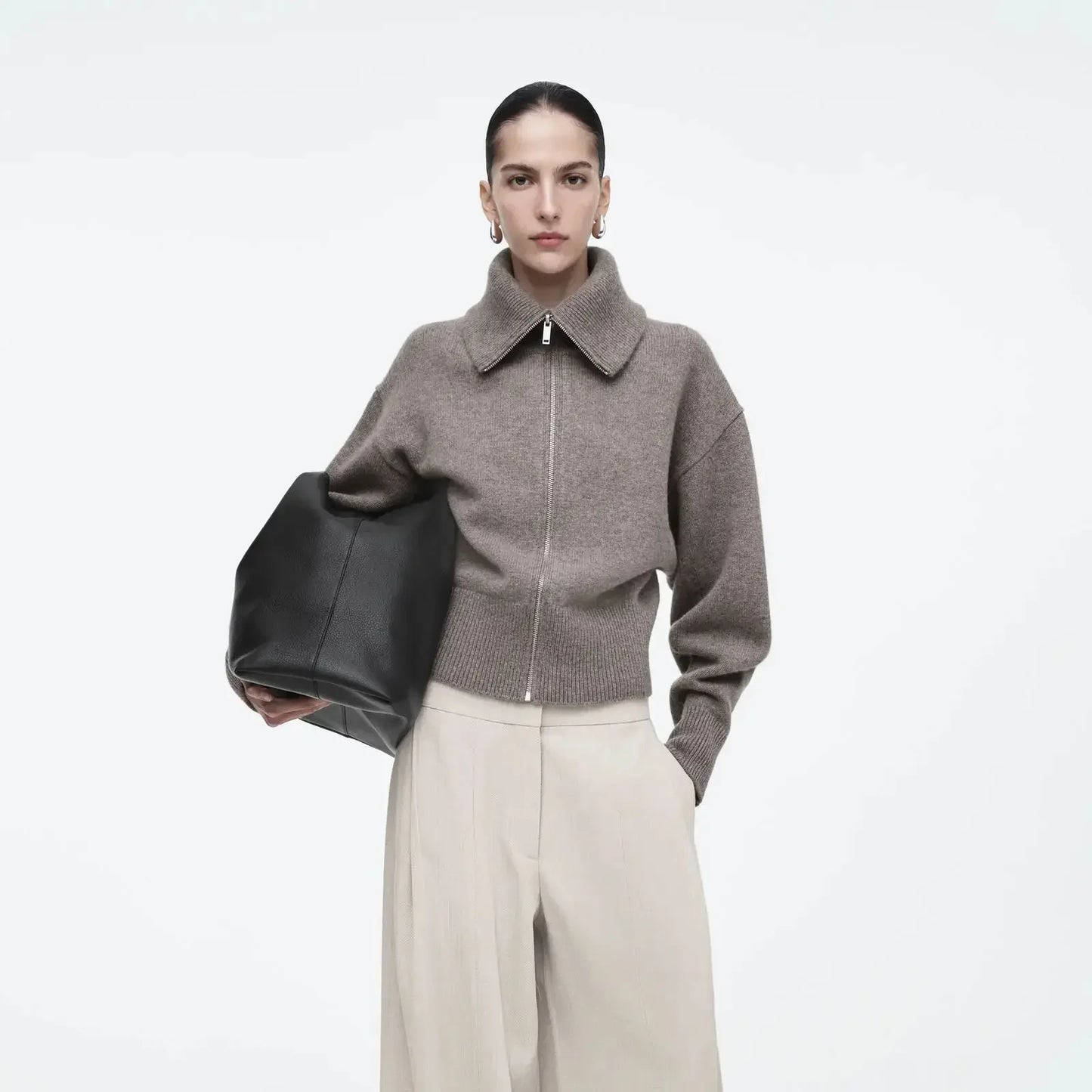 Ethereal MD 2026 YAZHIMEI cos mod spring new style of Ladies' casual standard fit waist-cinching knitted pilot jacket