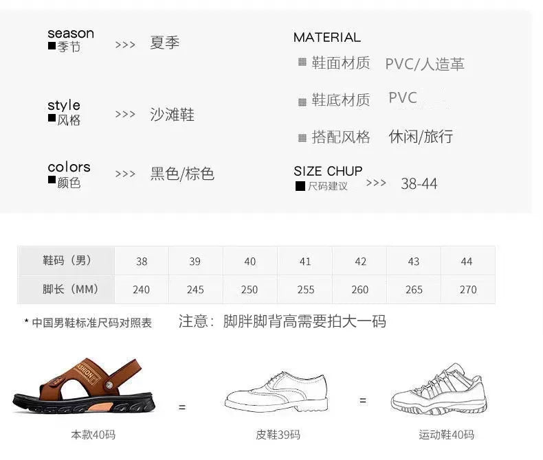 Men's sandals summer non-slip beach shoes casual wear cool slippers men's thick soles