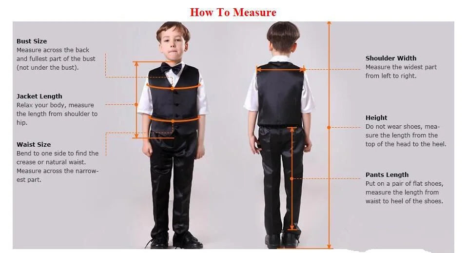 Stylish Boys Suit Wedding Tuxedo Solid Peak Lapel Jacket Vest Pants Party Prom 3 Piece Set Kids Formal Outfit 2-18 Years Old
