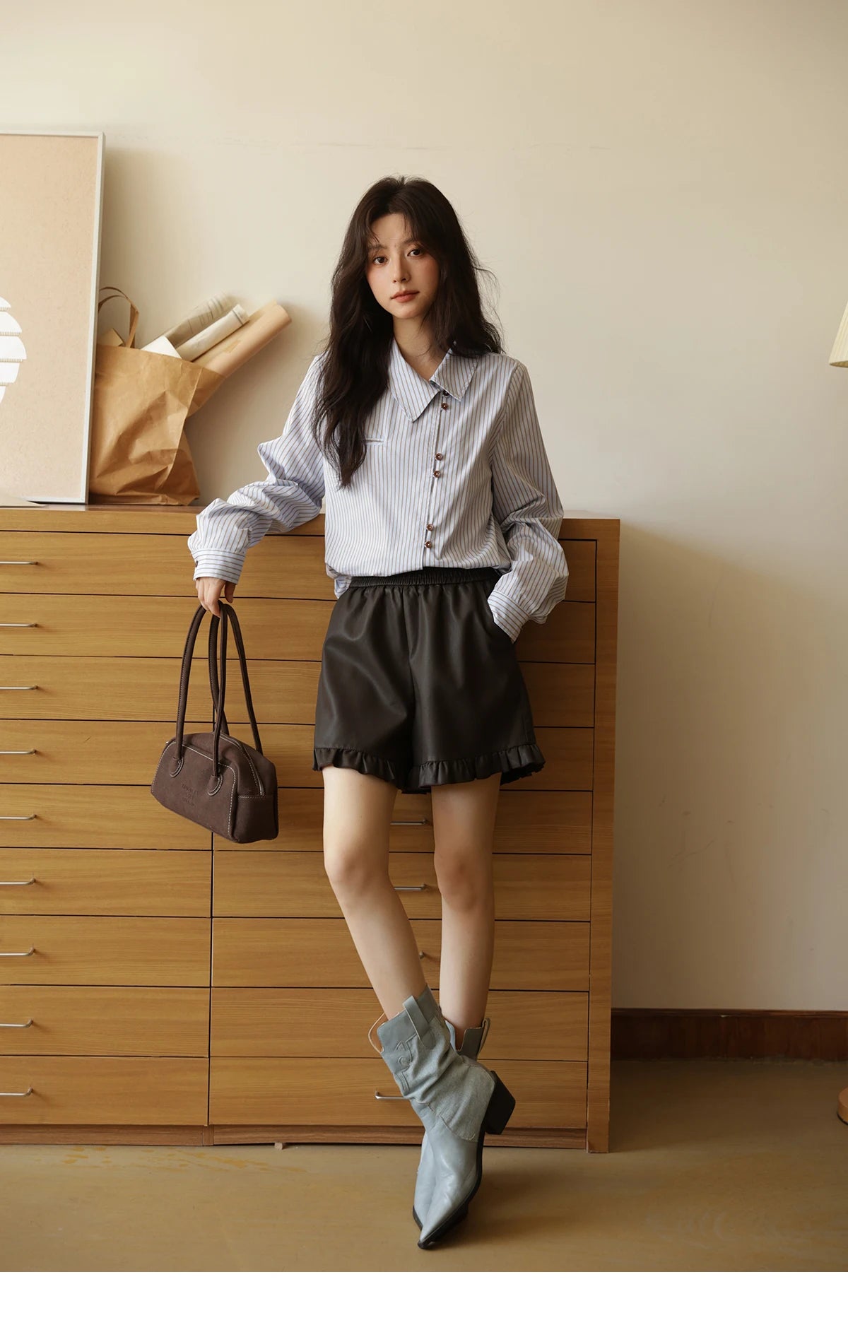MISHOW Women's Striped Asymmetric Shirt 2025 Autumn New Arrival Vintage Loose Long Sleeve Tops Commuter Woman Clothes MXE42C2375 BAZAARHUBO