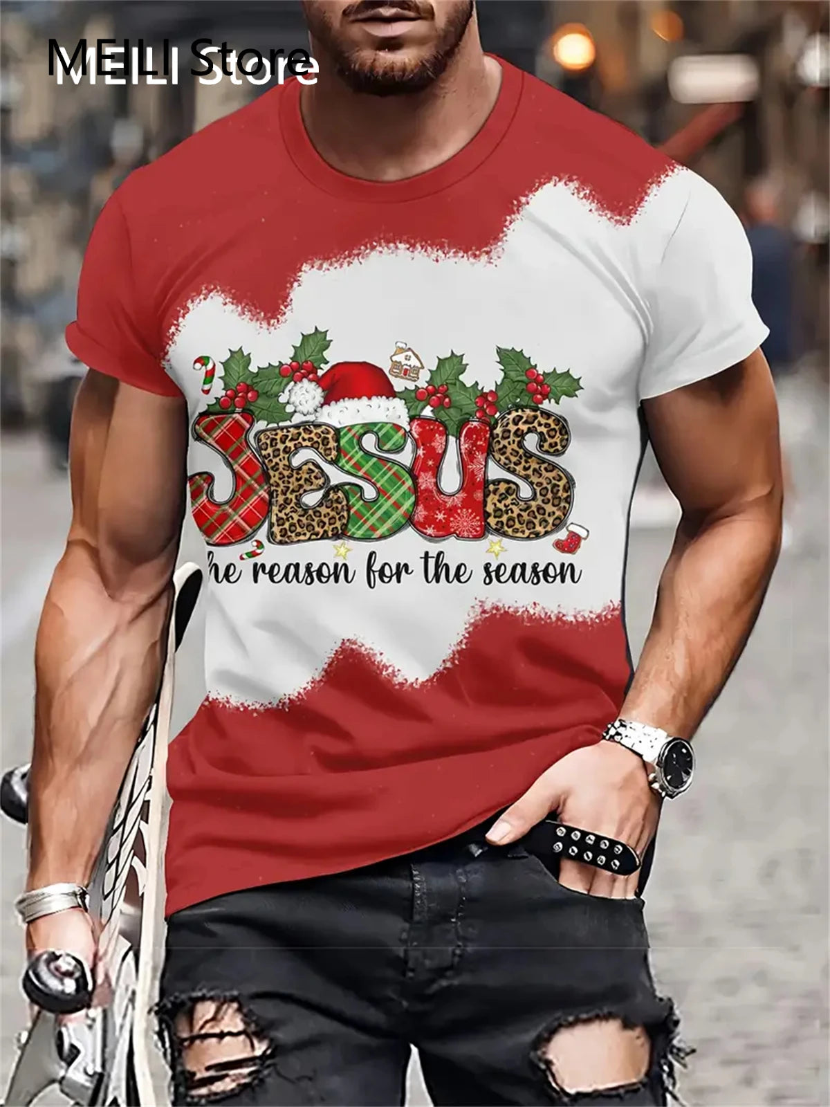 Christmas Men's T Shirt 3D Print Casual Short Sleeve Tees Street Fashion Crew Neck Pullover Male Oversized Clothing Sweatshirt