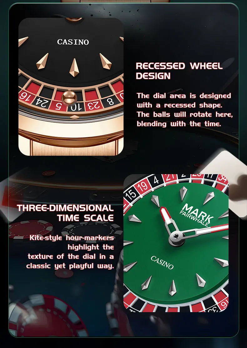 Mark Fairwhale 5031 Fashionable Roulette Men watch Trendy Night Light Waterproof Quartz Watch Light Luxury Watches for Men