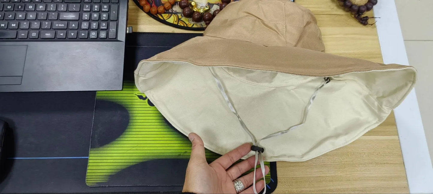 Wide Brim UPF 50+ Sun Hat Women Anti-UV Protection Hiking Fisherman Cap Fold Summer Solid Beach Hat 2024 Double sided Sun hat BAZAARHUBO