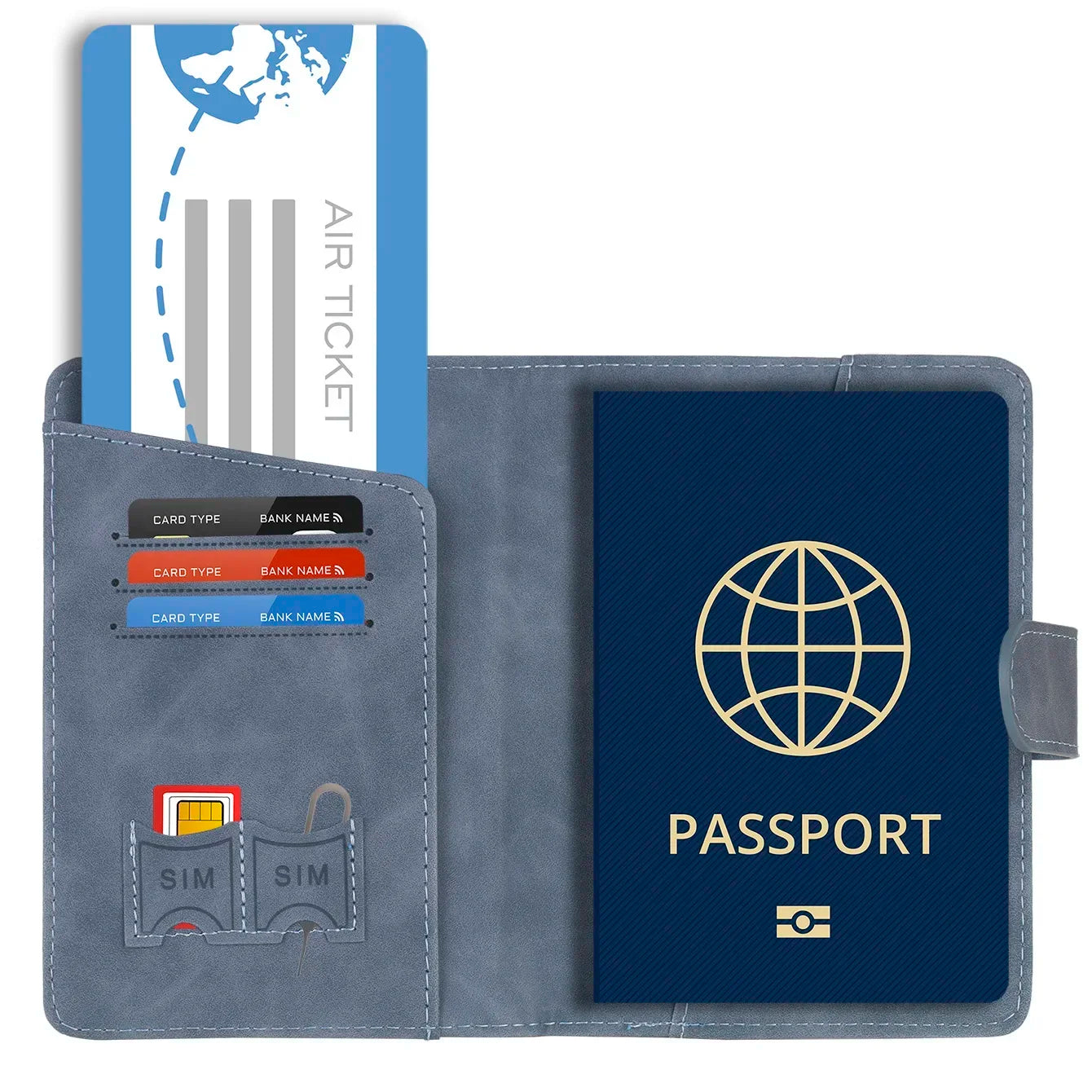 Simple Travel Passport Holder Cover Case Wallet RFID Blocking Business PU Leather Card Case Travel Accessories for Women Men