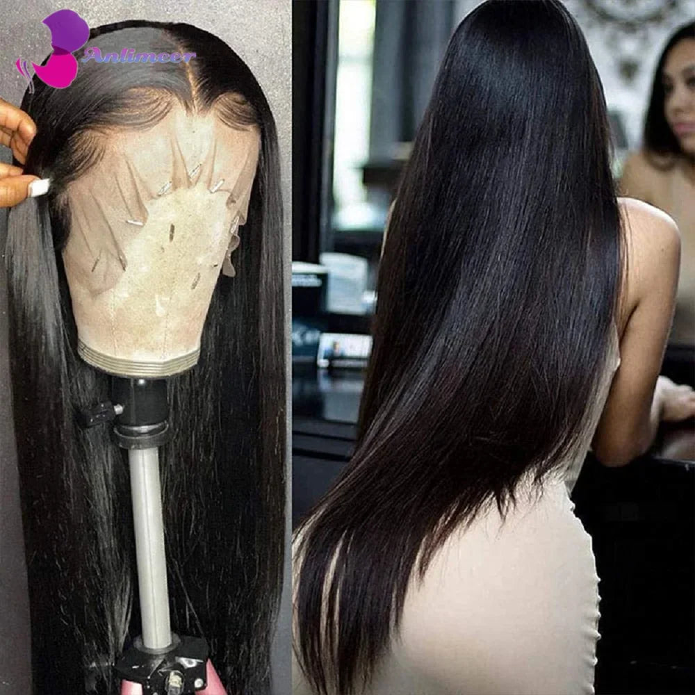 Glueless Silky Straight Human Hair Jet Black Deep Part 13x4 Silk Top Lace Front Wigs Pre Plucked 13x6/360/Full Lace Wigs